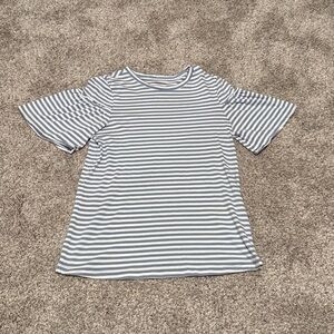 Banana Republic Designer Tee Blue and White Stripes Balloon Ruffle Sleeve XS